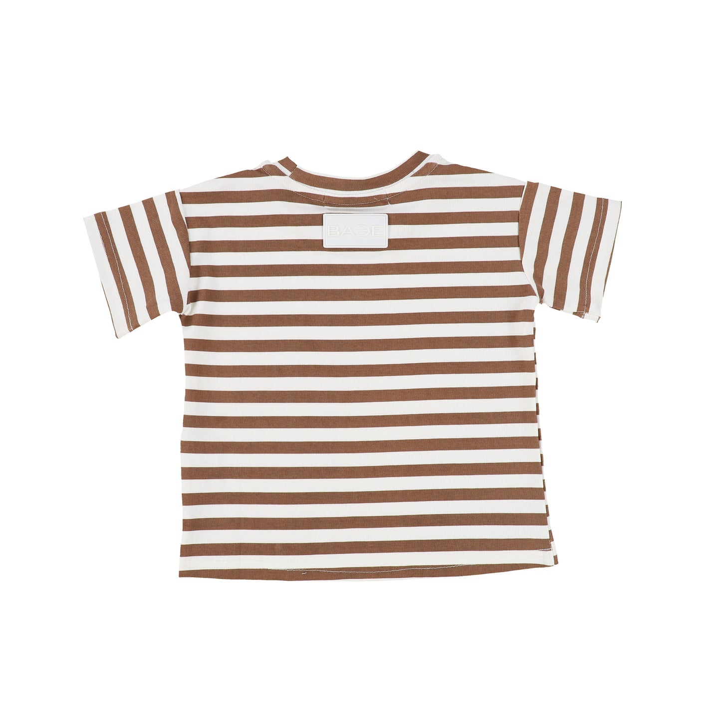 BACE COLLECTION BROWN STRIPED TISSUE POCKET TEE [Final Sale]