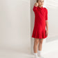 BACE COLLECTION RED PIQUE PLEATED DRESS [Final Sale]
