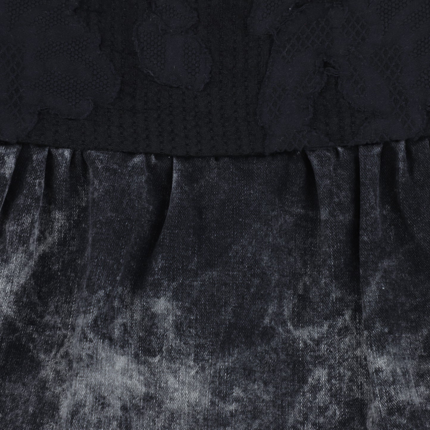 Andorine Black Denim Wash Floral Embroidered Layered Jumper [Final Sale]