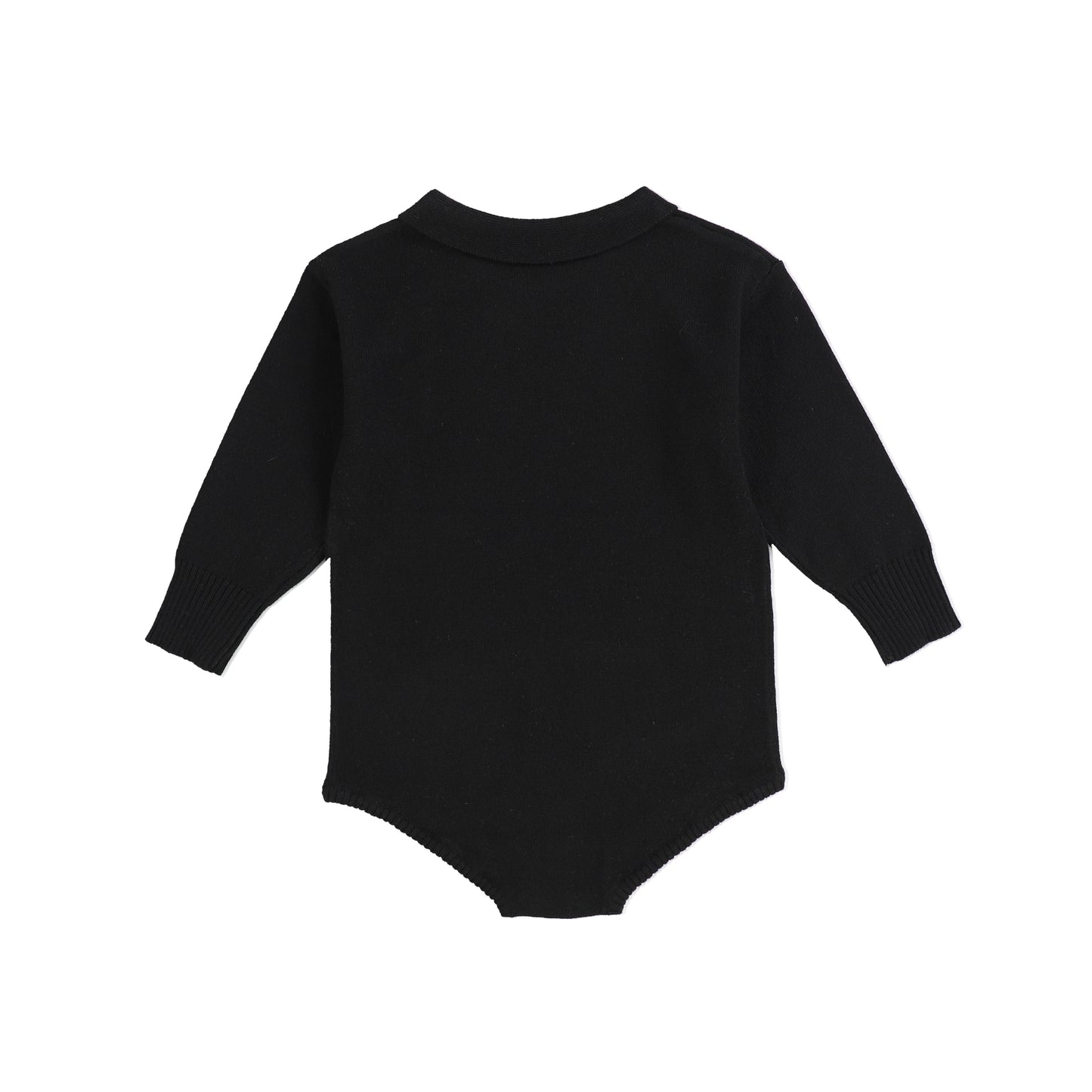 Bamboo Black Knit Collared Bodysuit [Final Sale]