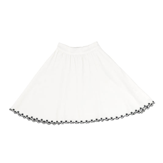 Bamboo White Embroidered Scallop Trim Skirt [Final Sale]