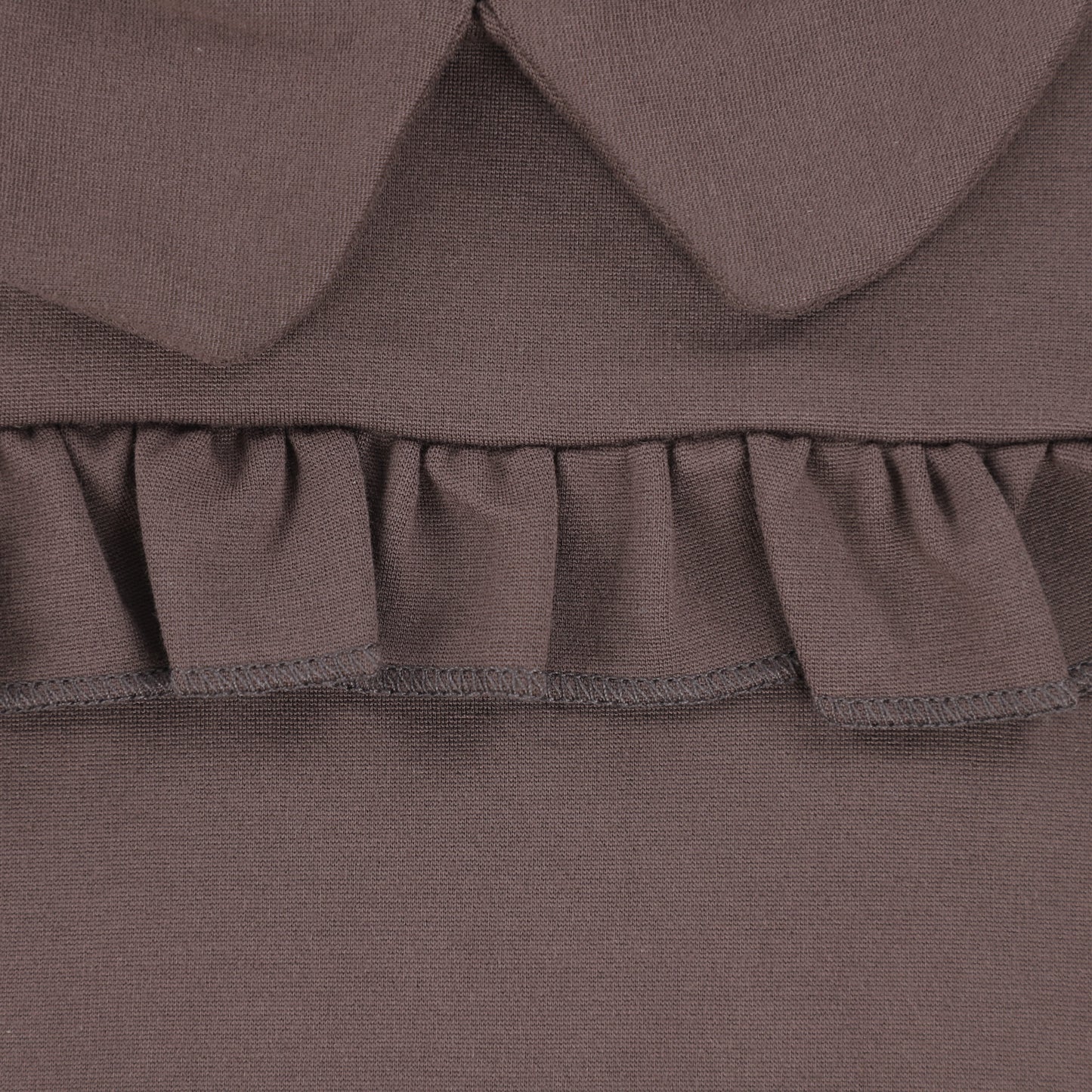 Bamboo Moss Brown Ruffle Collar Dress [Final Sale]