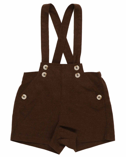 Belati Marled Brown Pleated Pocket Overalls [Final Sale]