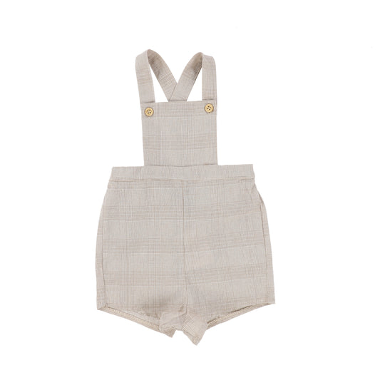 BELATI NOUGAT PLAID BUTTON DETAIL PLEATED OVERALLS [Final Sale]