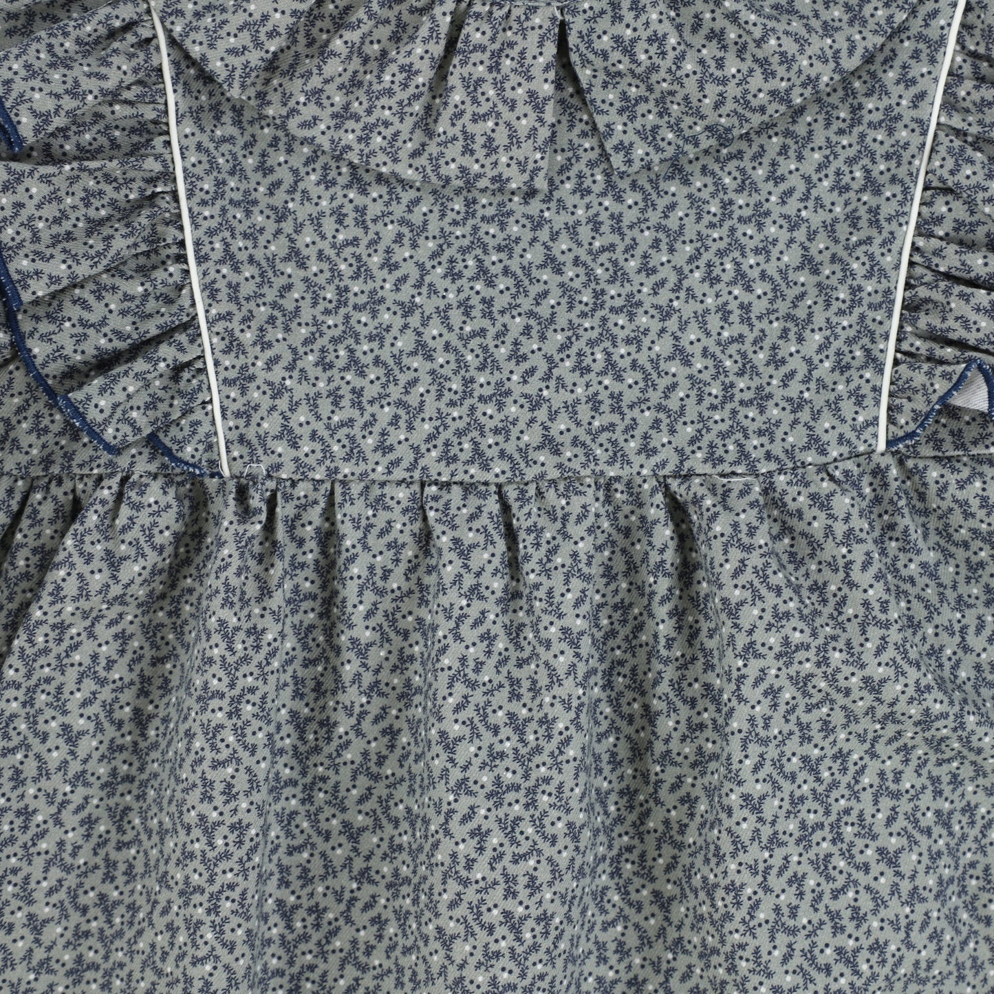 Belle Chiara Blue Floral Collared Ruffle Dress [Final Sale]