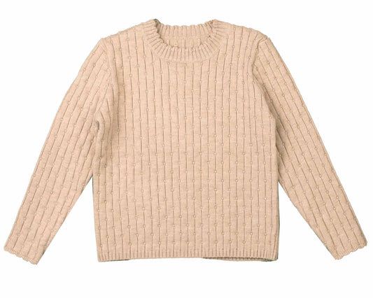 Belati Beige Pointelle Knit Sweater [Final Sale]