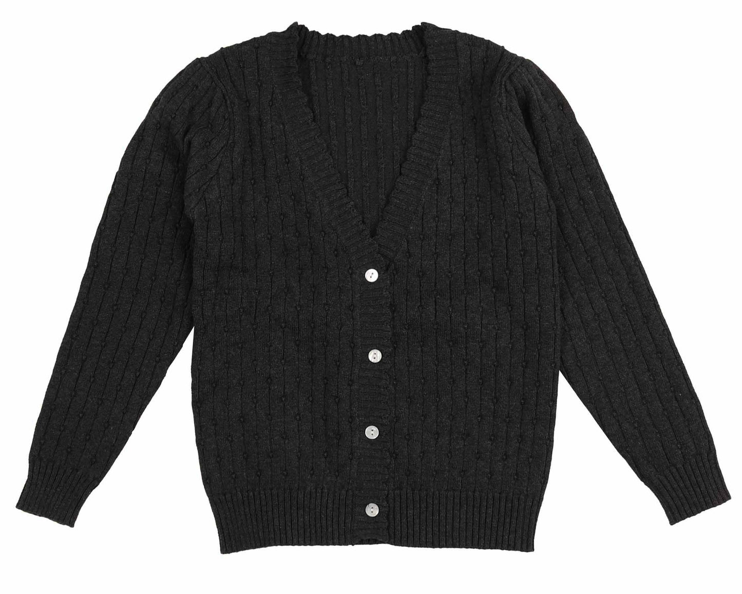 Belati Black Pointelle Knit Cardigan [Final Sale]