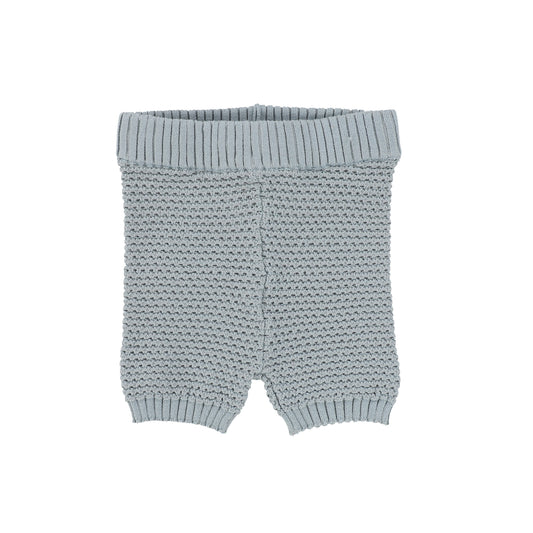 BELATI CHALK BLUE TEXTURED KNIT SHORTS [Final Sale]