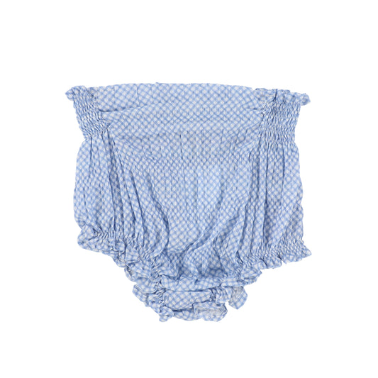 BIRINIT PETIT LIGHT BLUE CHECKERED SMOCKED BLOOMERS [Final Sale]