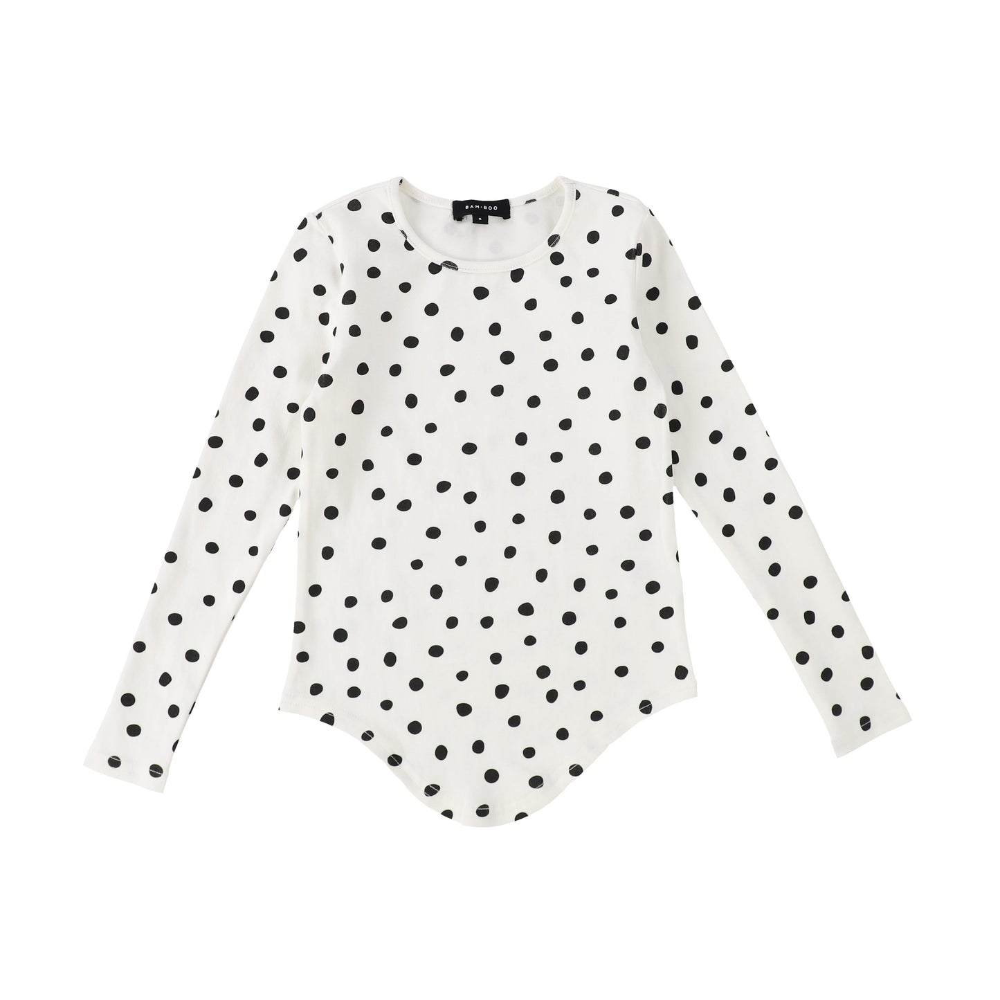 BAMBOO BASICS BLACK POLKA DOT PRINT SEAMLESS TEE [Final Sale]