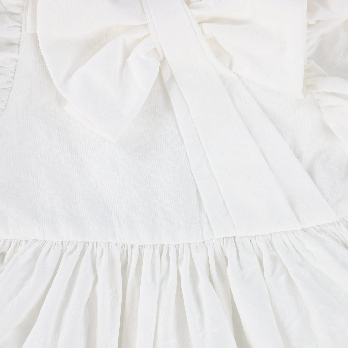 MUMMYMOON WHITE PUFF SLV BOW DETAILED DRESS [Final Sale]