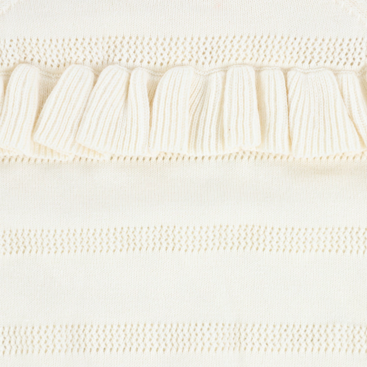 Mallory And Merlot Ivory Striped Ruffle Trim Knit Sweater [Final Sale]