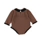 Bamboo Walnut Wide Ribbed Scallop Trim Romper [Final Sale]