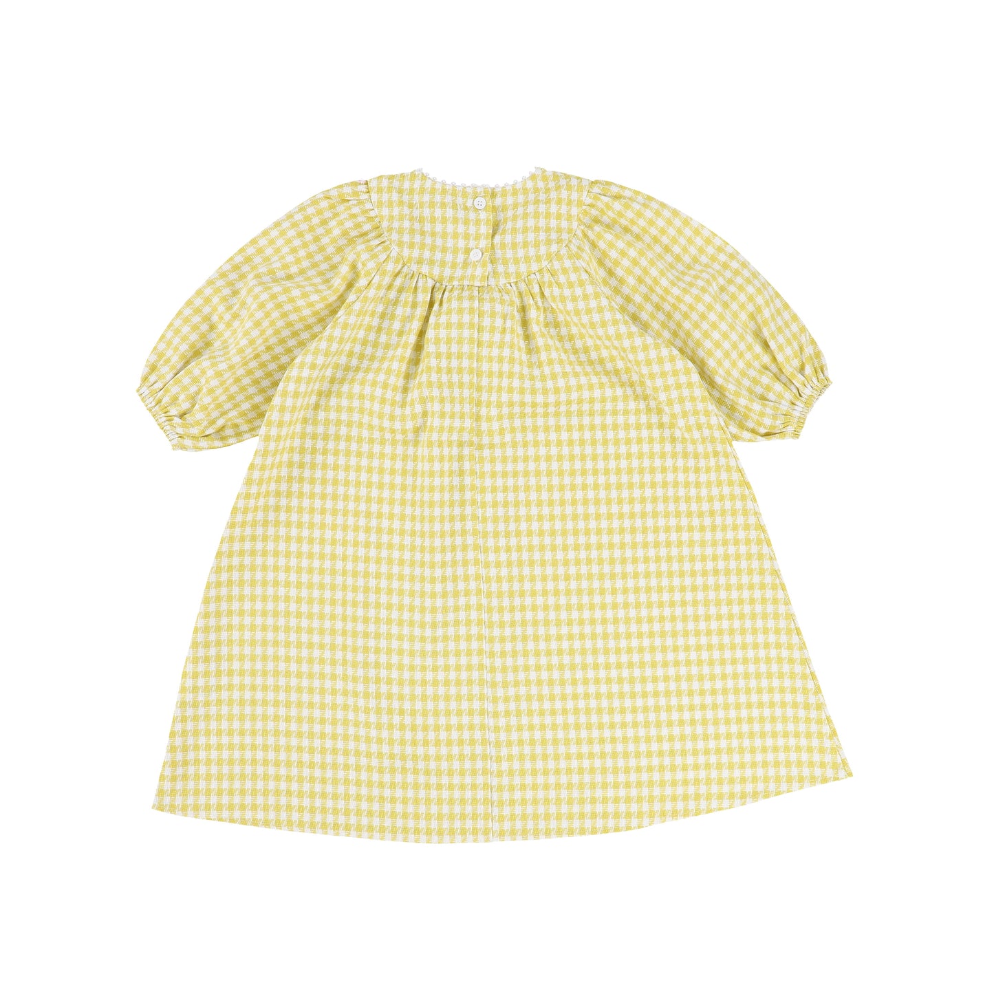 ONE CHILD YELLOW CHECKED FLOWER DRESS [Final Sale]