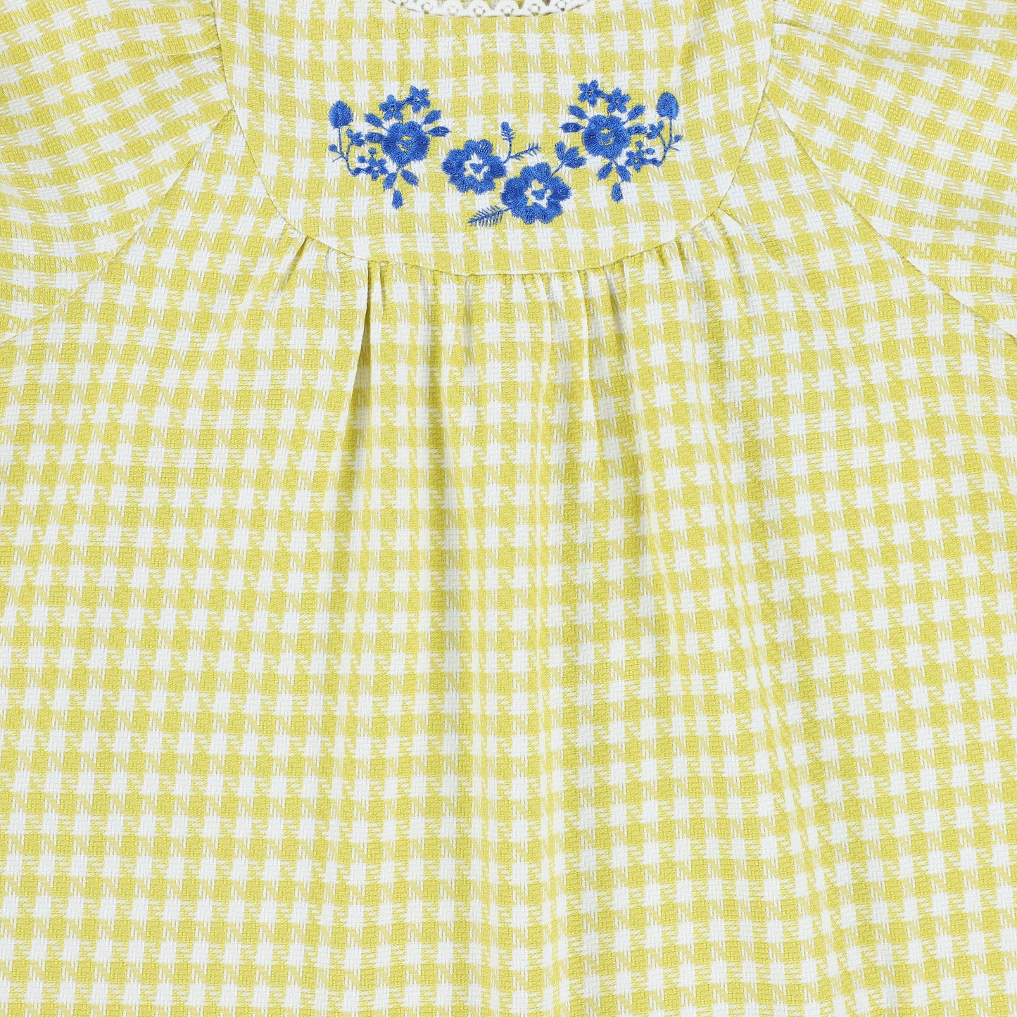 ONE CHILD YELLOW CHECKED FLOWER DRESS [Final Sale]