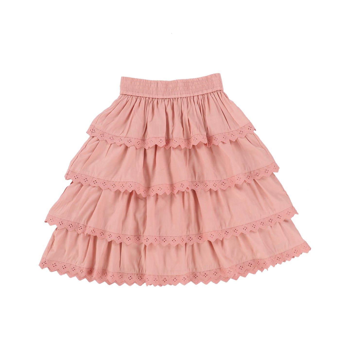 BAMBOO PINK TRIMMED LACE RUFFLE SKIRT [Final Sale]