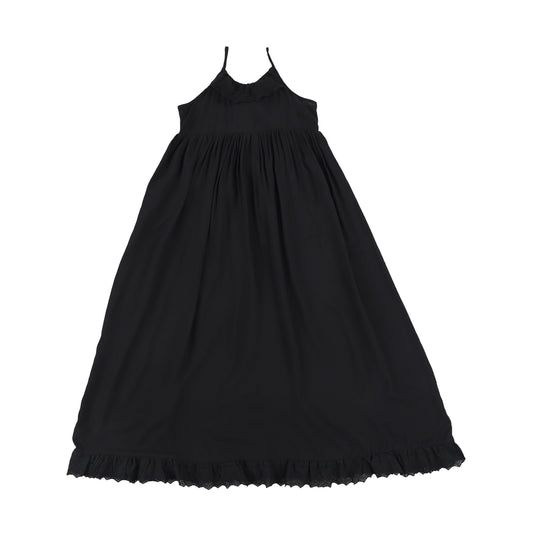 BAMBOO BLACK RUFFLED LACE MAXI DRESS [Final Sale]