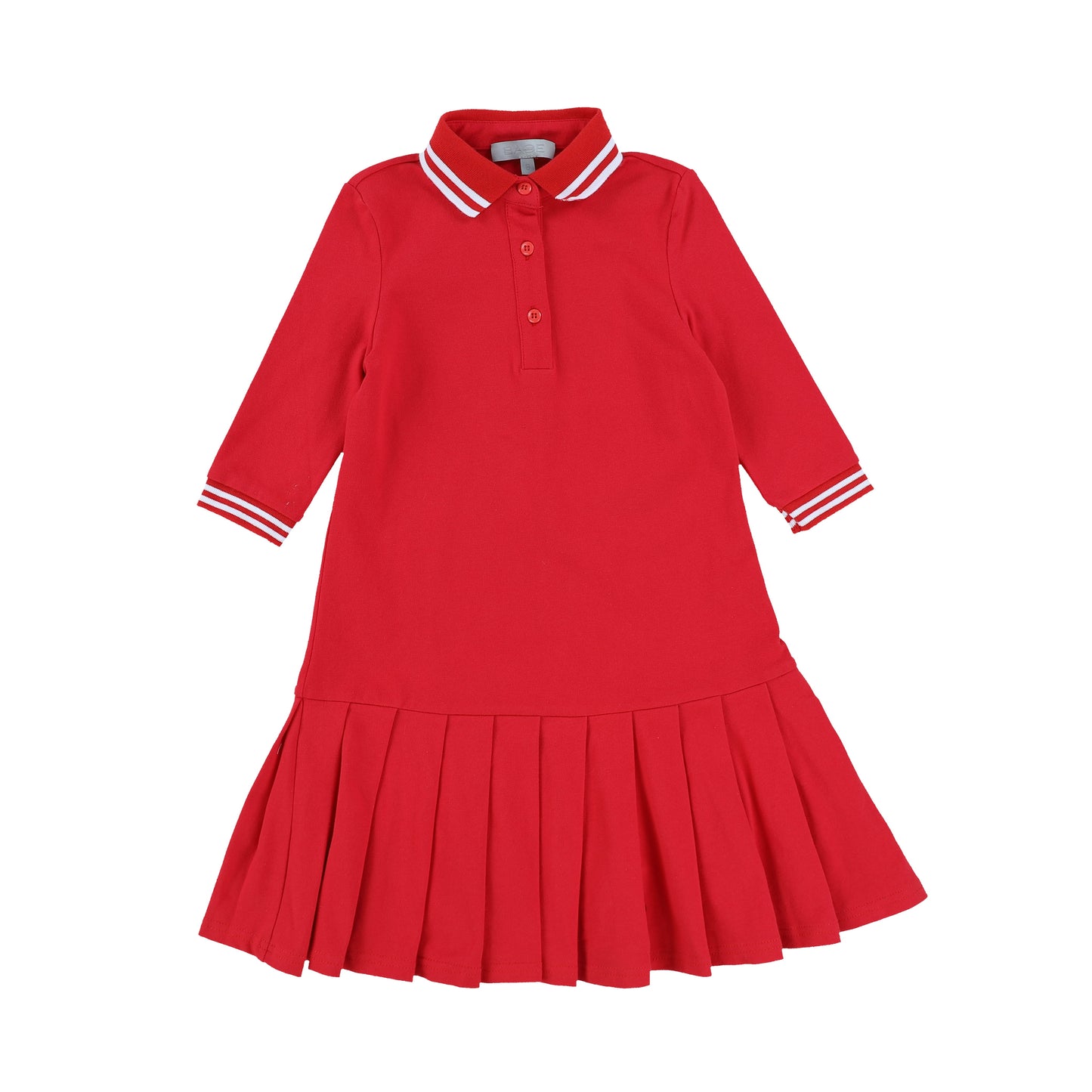 BACE COLLECTION RED PIQUE PLEATED DRESS [Final Sale]