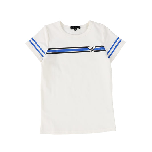 BAMBOO BASICS BLUE STRIPED TENNIS SS TEE [Final Sale]