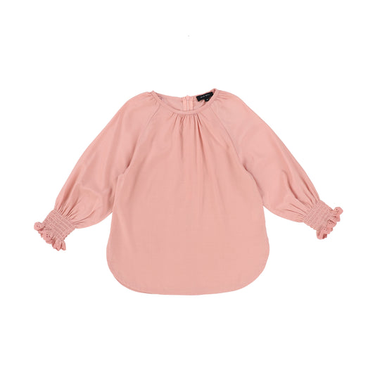 BAMBOO PINK TRIM LACE BLOUSE [Final Sale]