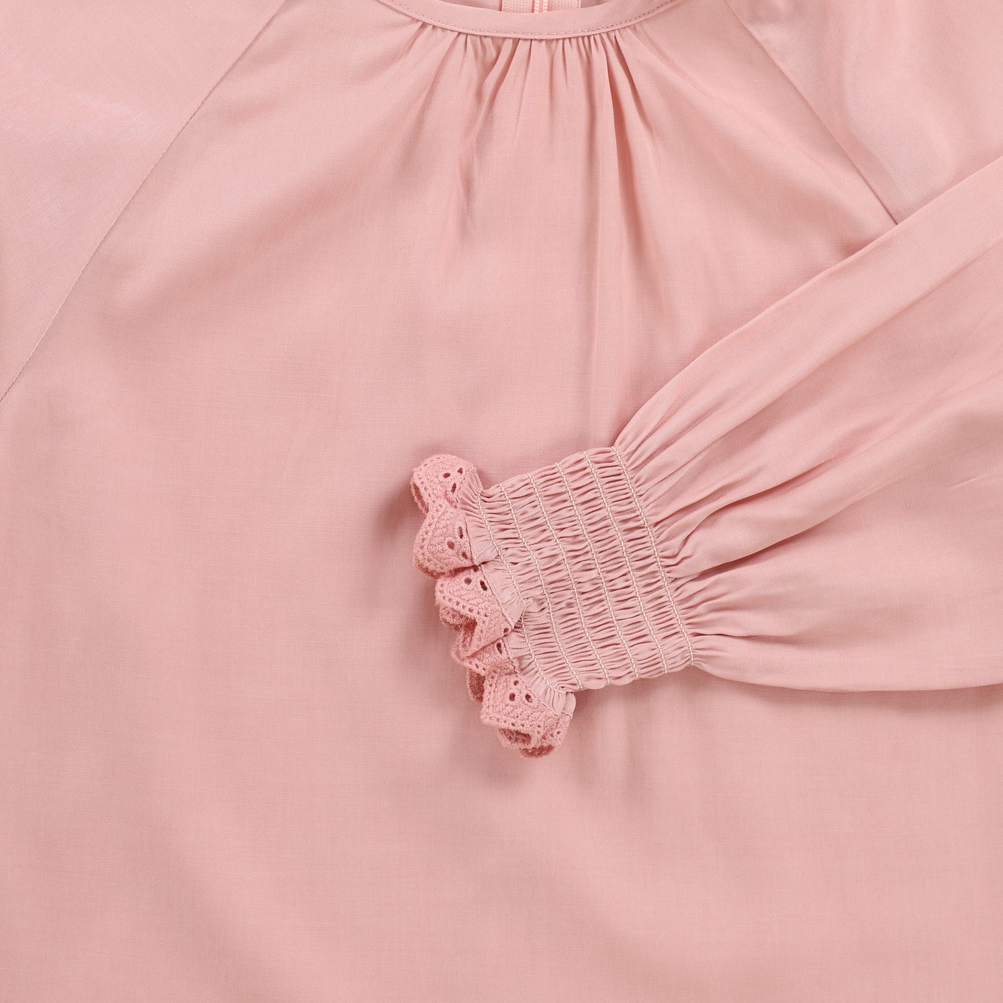 BAMBOO PINK TRIM LACE BLOUSE [Final Sale]