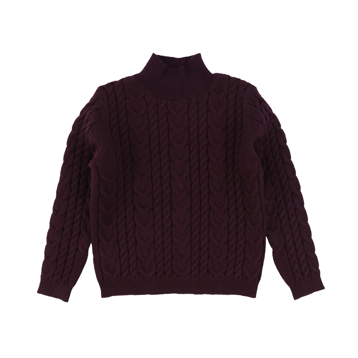 Lilou Purple Cable Knit Mockneck Sweater [Final Sale]