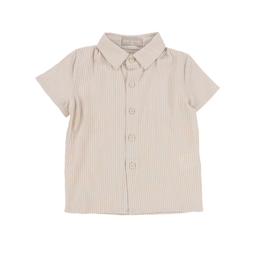 ONE CHILD TAN AND WHITE STRIPED BLOUSE [Final Sale]
