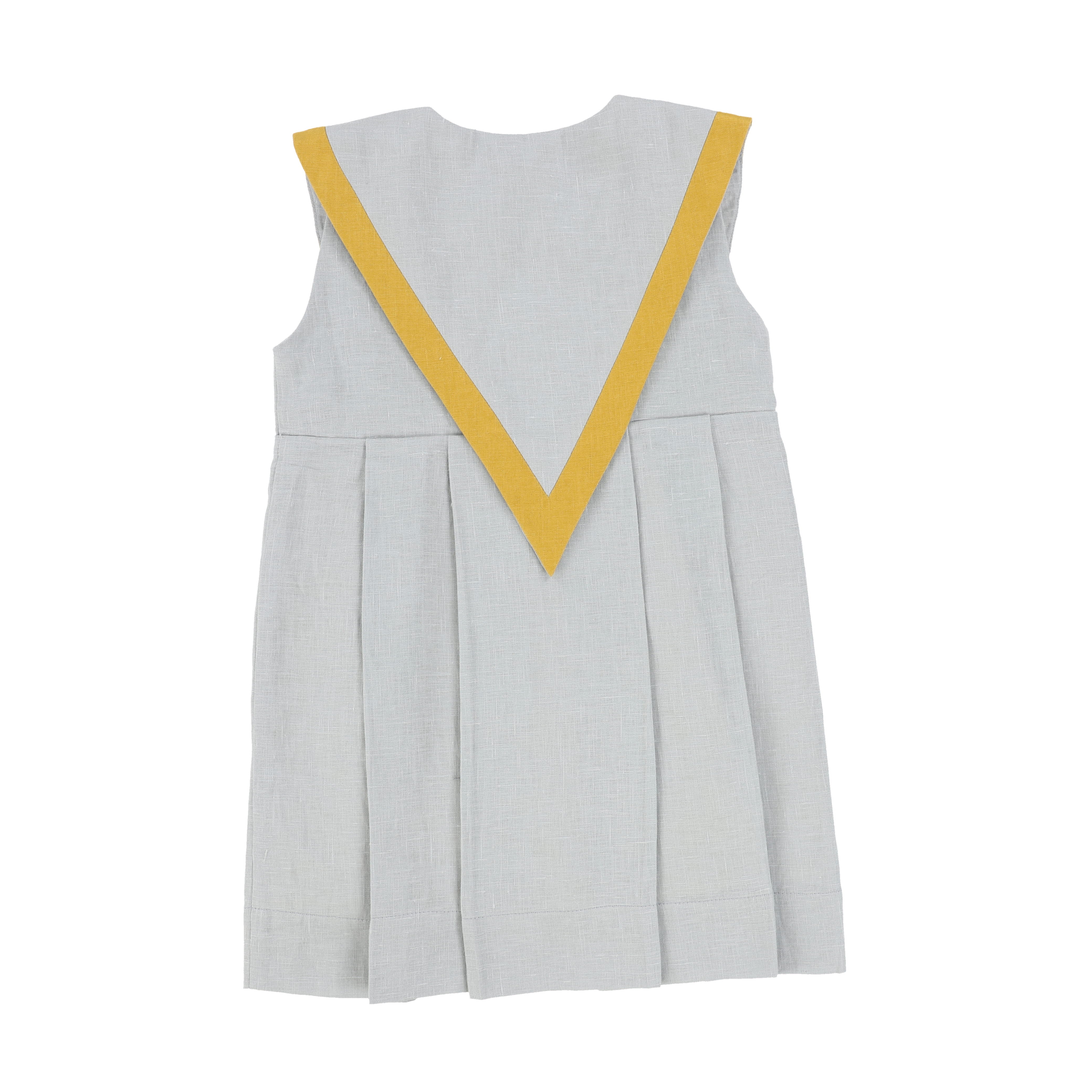 Carbon Soldier Dusty Blue/Mustard Sailor Collar Linen Dress [Final