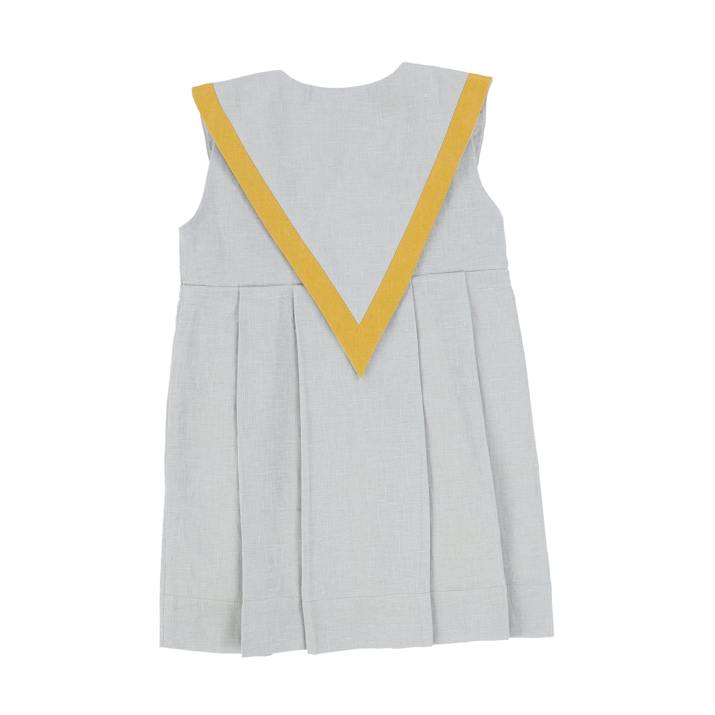 Carbon Soldier Dusty Blue/Mustard Sailor Collar Linen Dress [Final Sale]