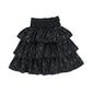 Christina Rhode Midnight Floral Smocked Layered Skirt [Final Sale]