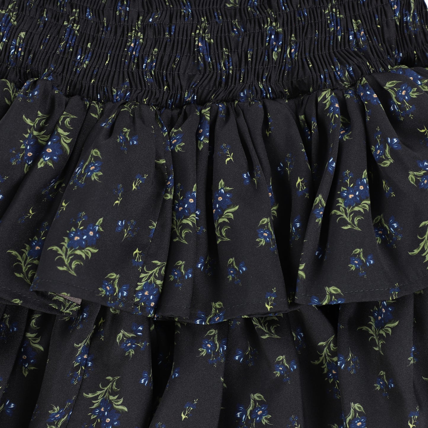 Christina Rhode Midnight Floral Smocked Layered Skirt [Final Sale]