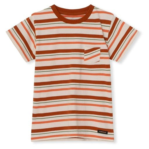 A MONDAY STONE RED STRIPED POCKET TEE [Final Sale]