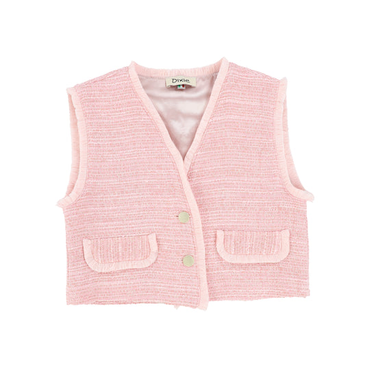 Dixie Soft Pink Tweed Pocket Vest [Final Sale]