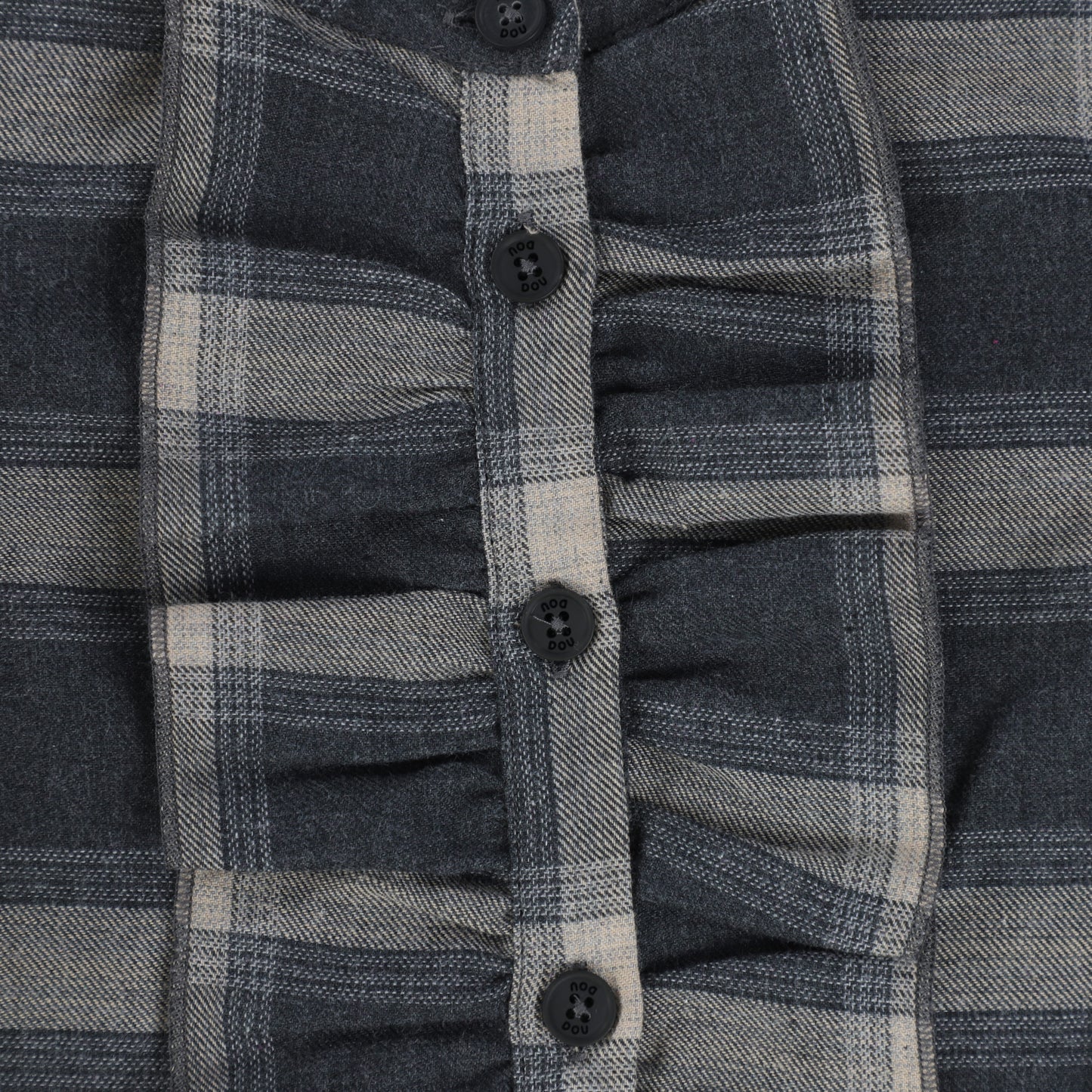 Douuod Grey Plaid Ruffle Shirt [Final Sale]