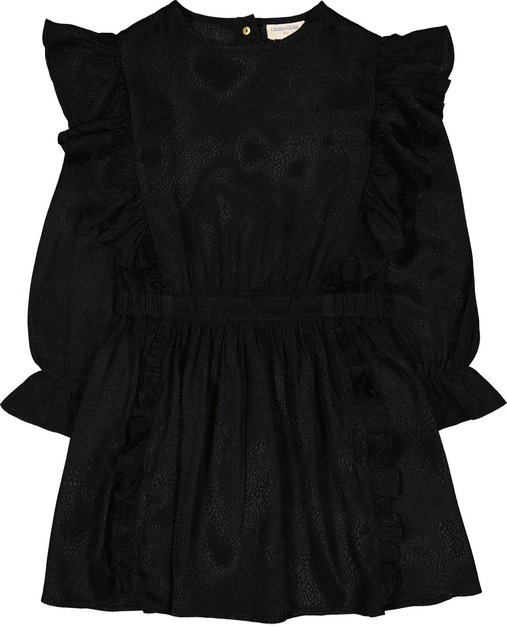 Louis Louise Black Jacquard  Ruffle Waisted Dress [Final Sale]