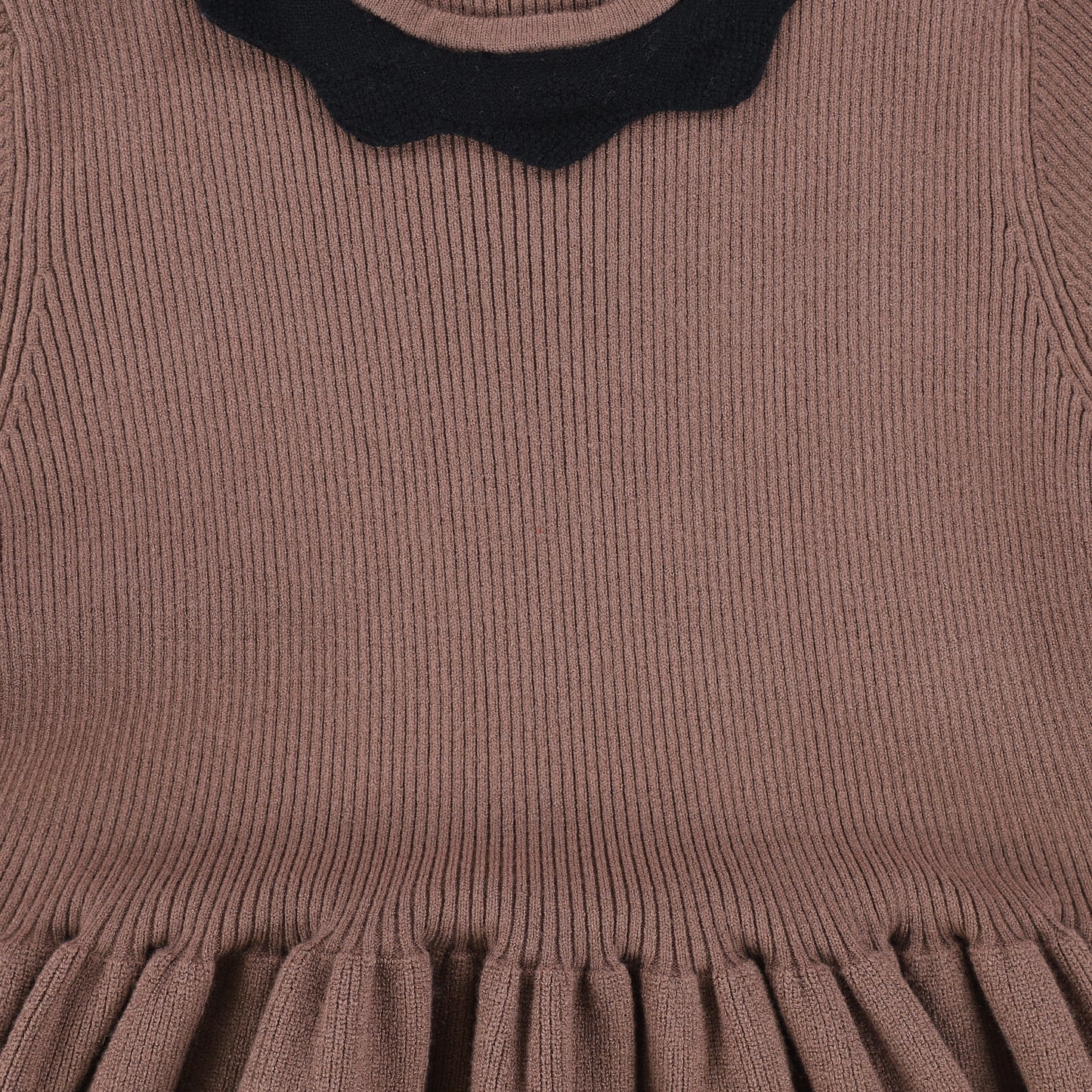 Bamboo Walnut Knit Scallop Collared Dress [Final Sale]