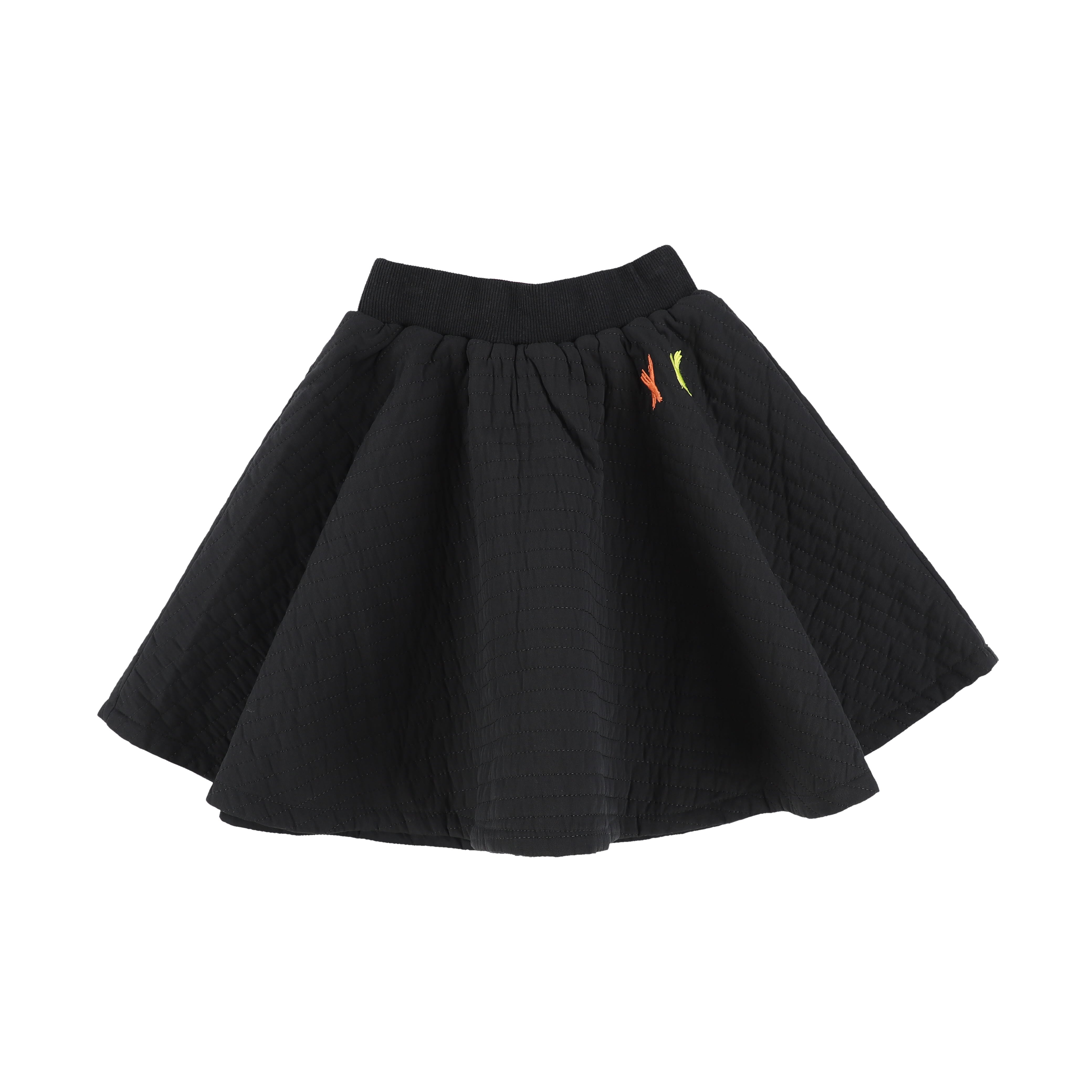 Black quilted flare on sale skirt