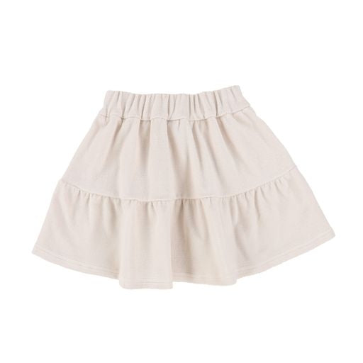 KIDS ON THE MOON ECRU TERRY TIERED SKIRT [Final Sale]