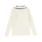 Lilou Ivory Black Trim Ruffle collared Knit Sweater [Final Sale]