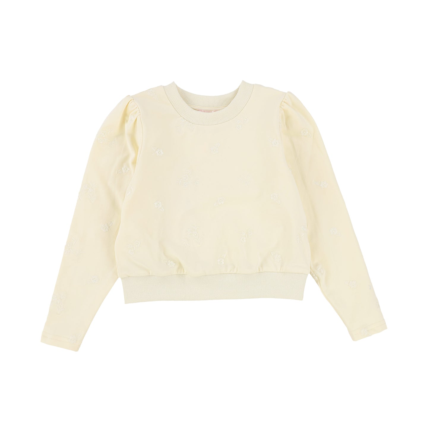 STEPH PASTEL YELLOW FLORAL EMBROIDERED SWEATSHIRT [Final Sale]