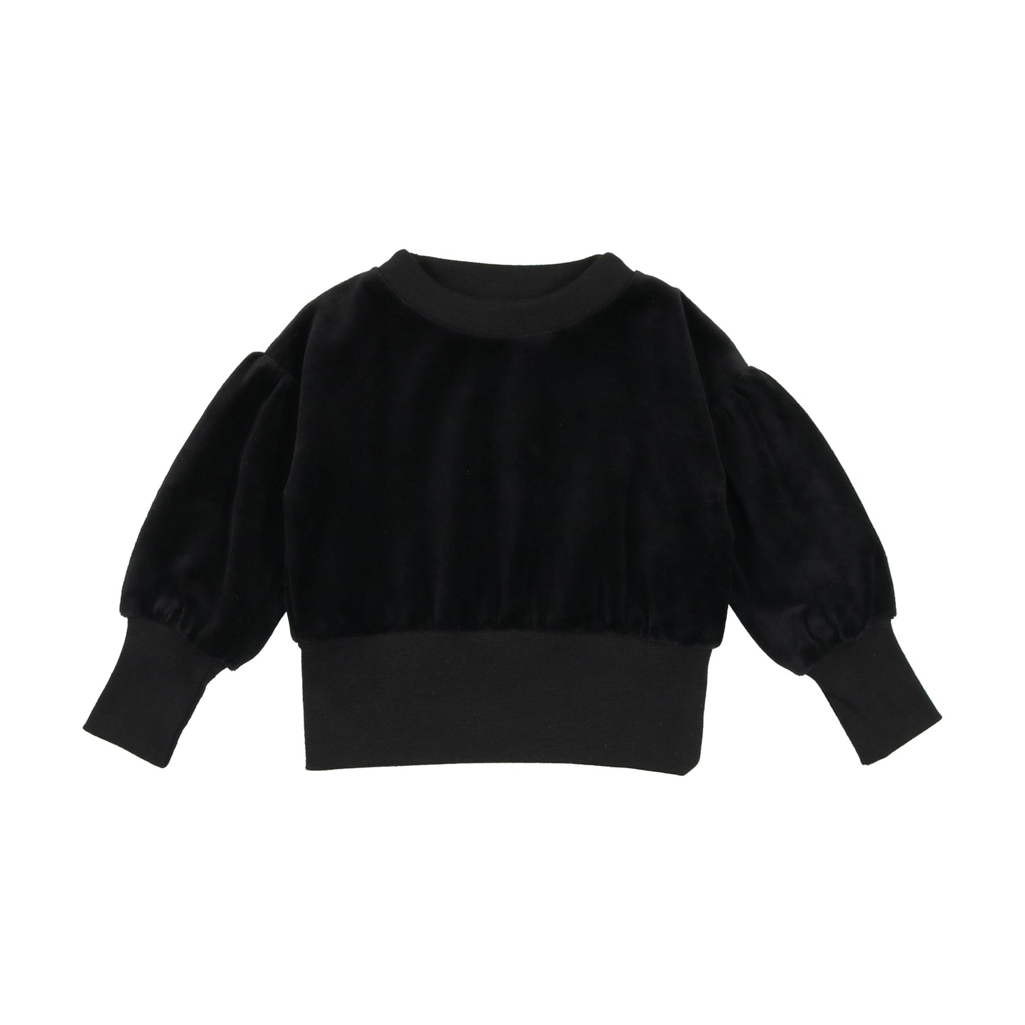 Analogie Black Velour Puff Sleeve Sweatshirt [Final Sale]