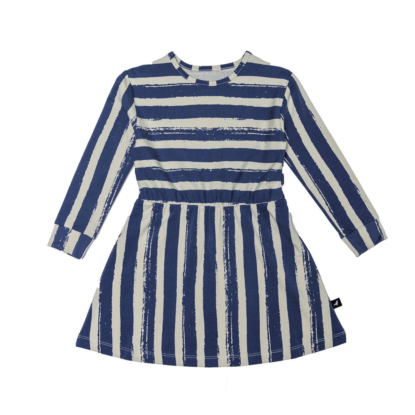 Moi Deep Blue Circus Stripe Flare Dress [Final Sale]