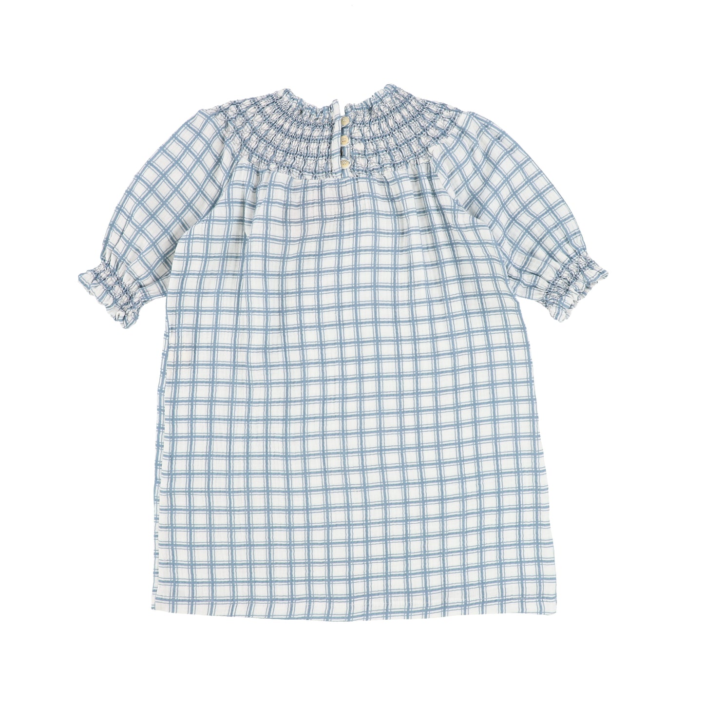 Napaani Blue Checkered Puff Sleeve Dress [Final Sale]