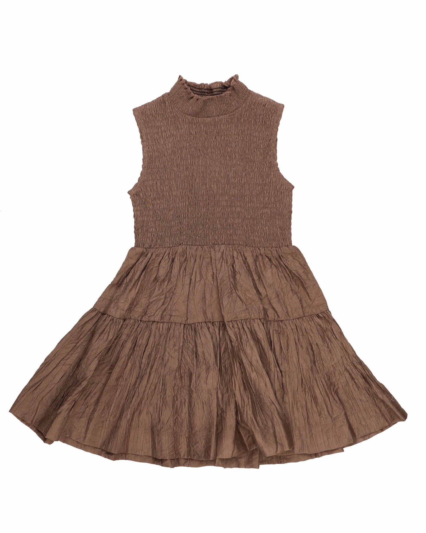 Noma Taupe Smocked Collared Dress [Final Sale]