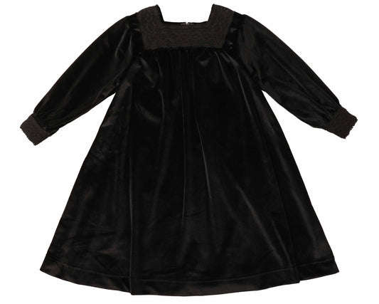 Noma Black Velvet Lace Trim Dress [Final Sale]