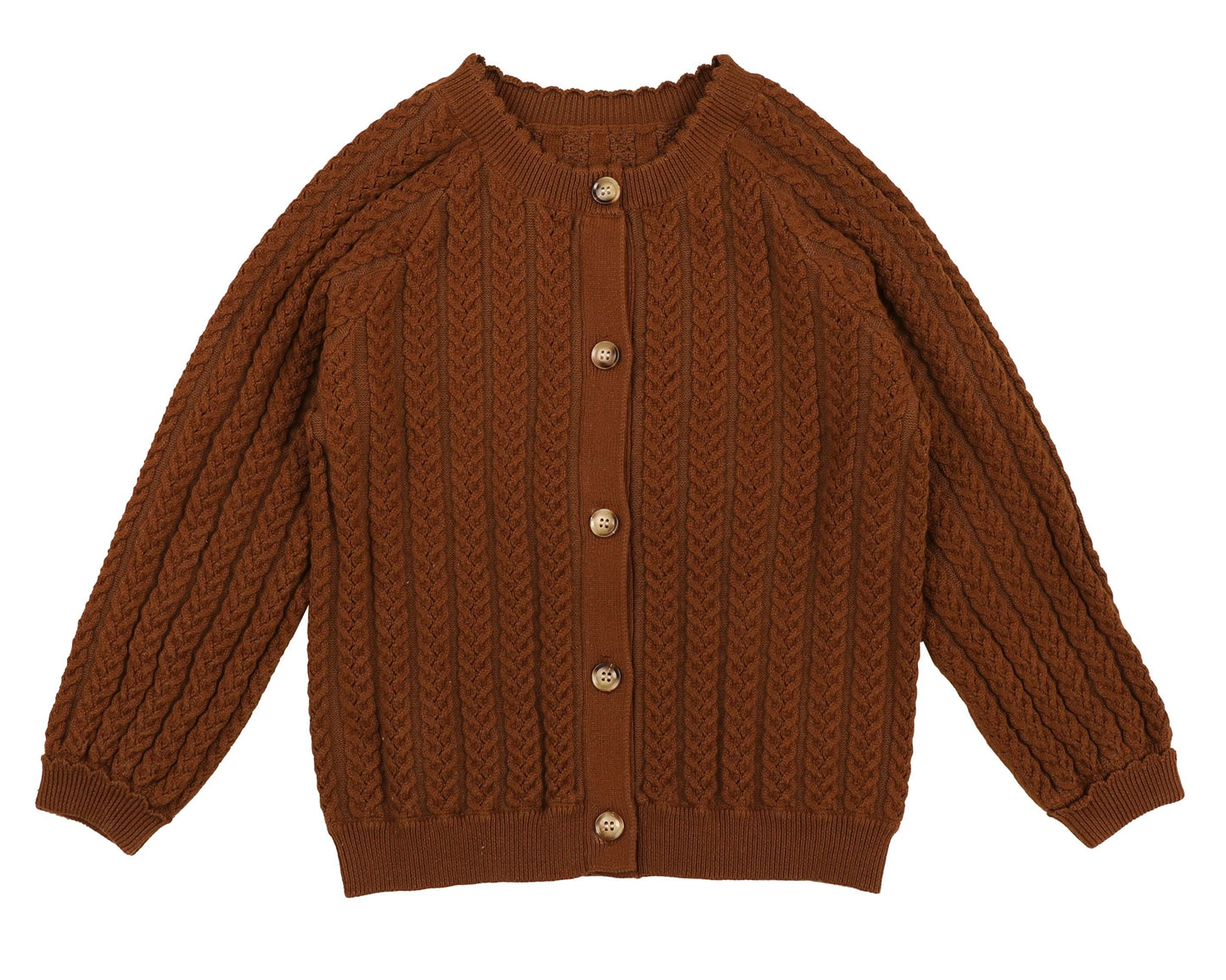 Noma Camel Cable Pointelle Knit Cardigan [Final Sale]