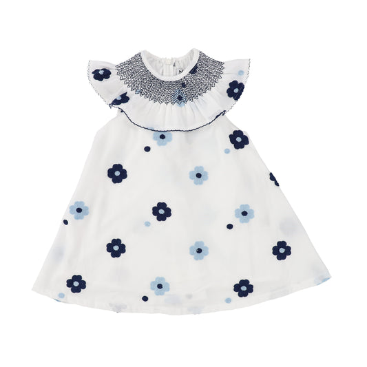 NOMA NAVY EMBROIDERED FLOWER FRILL DRESS [Final Sale]