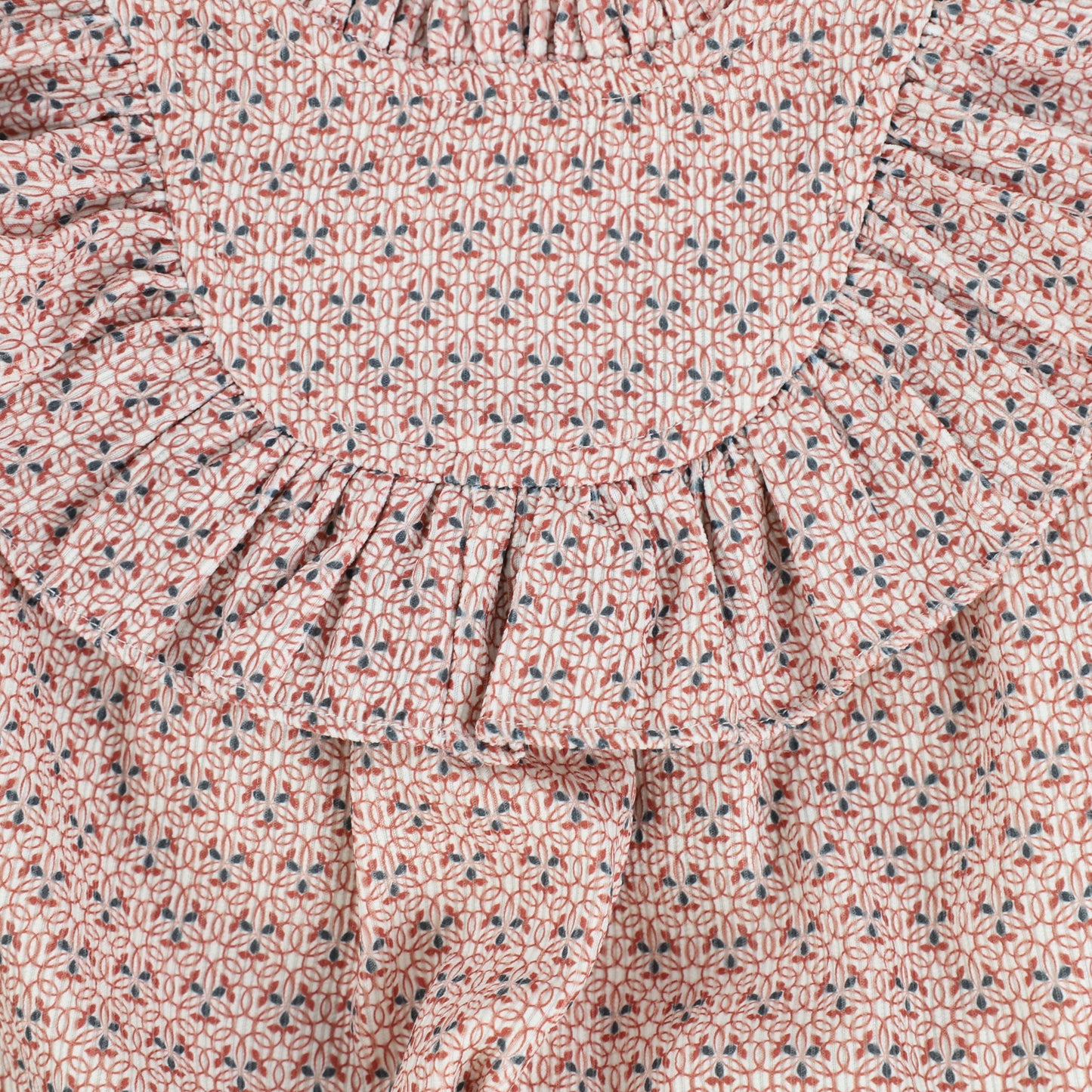 Nove Pink Bud Print Corduroy Ruffle Dress [Final Sale]