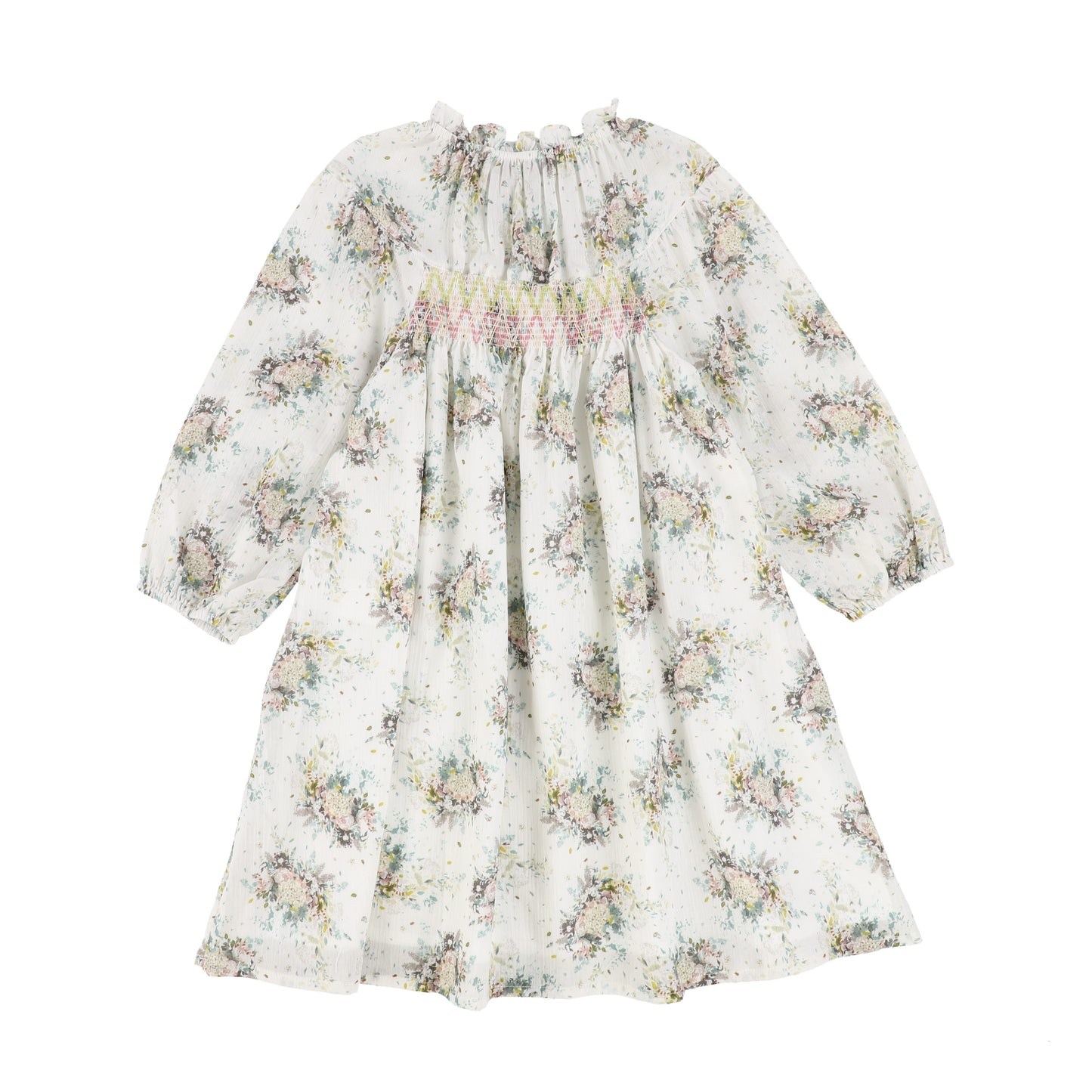 Nuttwig Ivory Floral Smocked Puff Sleeve Dress [Final Sale]