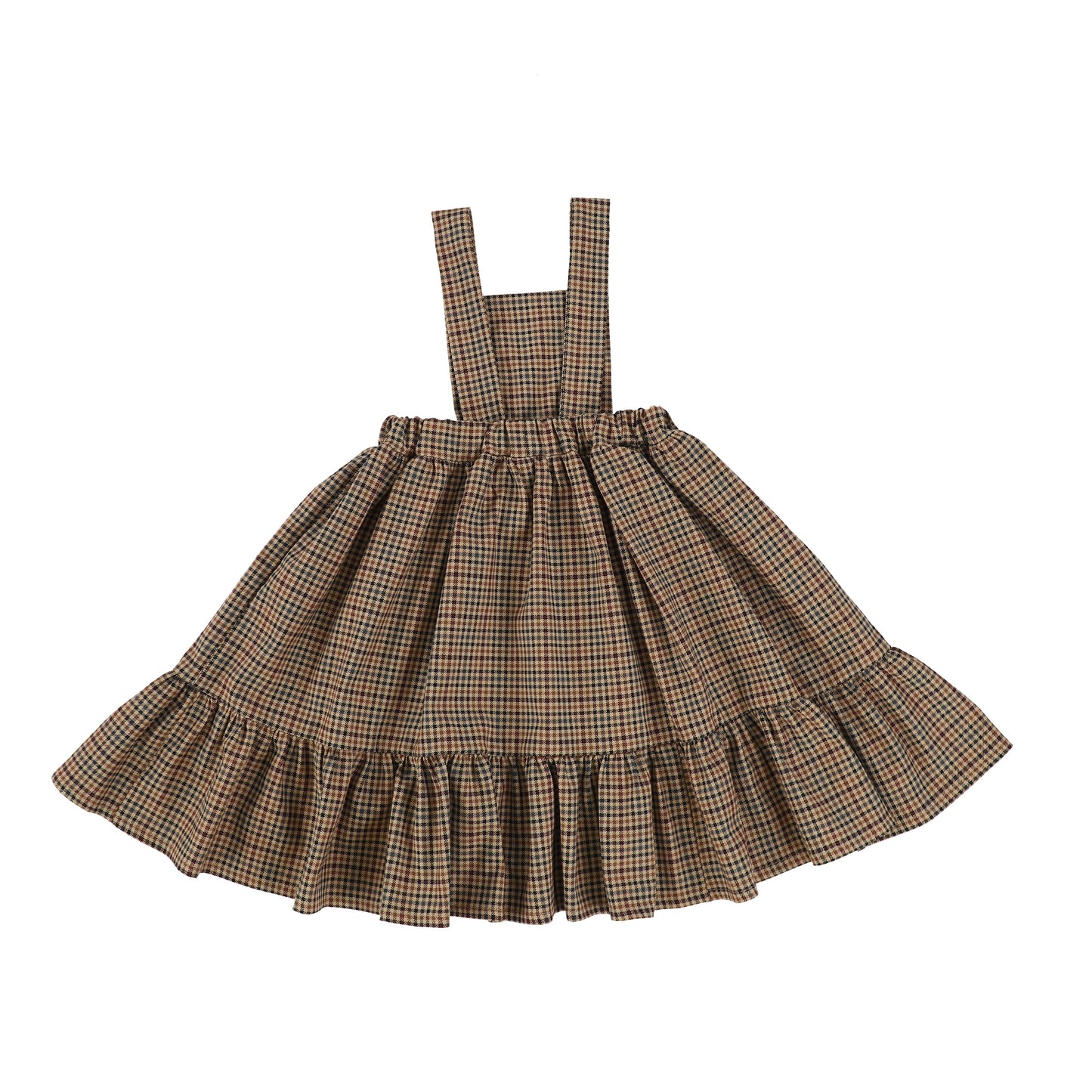 Olivia Rohde Brown Plaid Pinafore Tiered Dress [Final Sale]